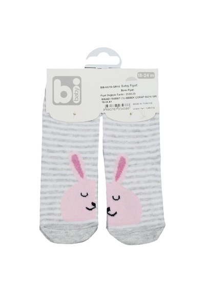Bibaby Rabbit 2'li Bebek Çorap 68216 Gri