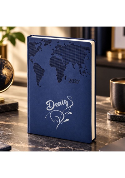 Bk Gift Kişiye Özel İsimli 378 Termo Deri 2027 Ajanda-5, Günlük Ajanda 16x24 Cm Lacivert
