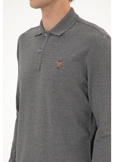 U.S. Polo Assn. Erkek Regular Fit Polo Yaka Antrasit Melanj Basic Sweatshirt 50313772-VR081