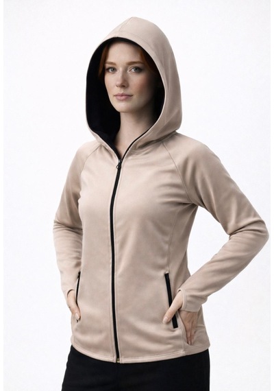 Axxel Kadın Krem Şardonlu Dalgıç Sweatshirt Kapüşonlu-w1161