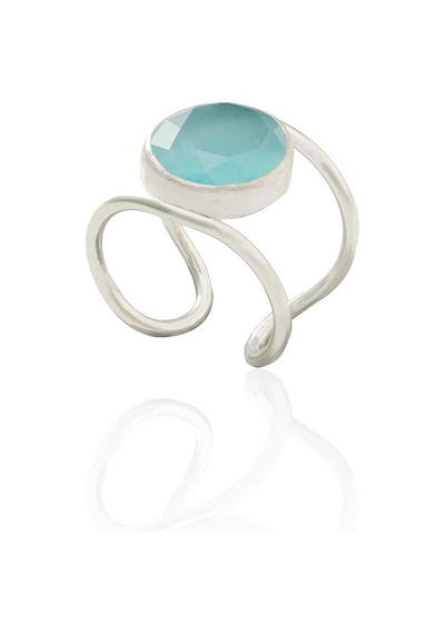 Kadir Jewellery 925 Ayar Gümüş Kaplama Zirkon Taşlı Kadın Minimal Yüzük Açık Mavi