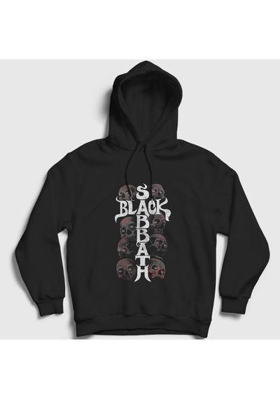 Presmono Unisex Skulls Black Sabbath Kapüşonlu Sweatshirt Siyah