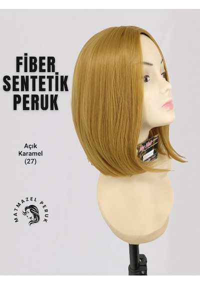 Küt Model Fiber Sentetik Peruk Açık Karamel No-27
