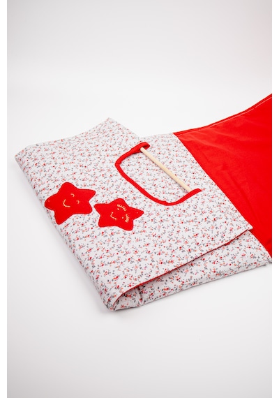 Fabric Craft Bag Borcam Taşıma Çantası Elyaf Dolgulu Yemek Taşıma Çantası Piknik Ve Fırın Kabı Kırmızı - Beyaz