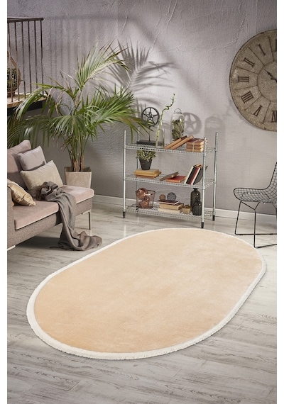 Comfort Düz Saçaklı Peluş Halı Bej Bej