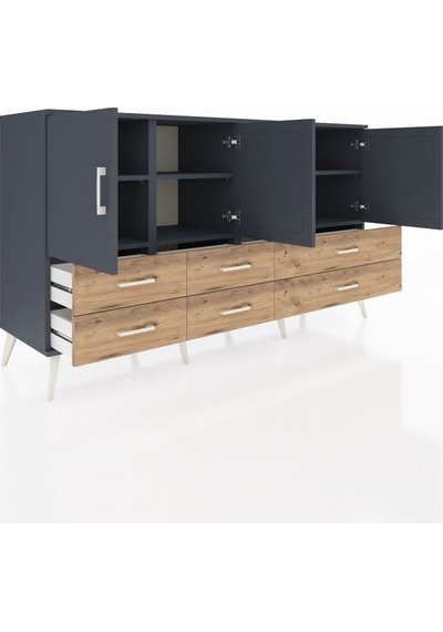 Hyperion Konsol 6 Raflı 6 Çekmeceli 4 Kapaklı 176x44x99 Antrasit- Antrasit-antrasit/çam Hyperion Konsol 6 Raflı 6 Çekmeceli 4 Kapaklı 176x44x99 Antrasit- Antrasit-antrasit/çam