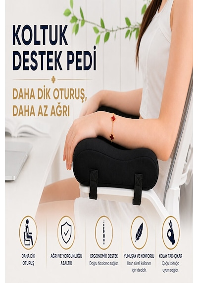 Ergonomik Çift Taraflı Visco Kol Destek Pedi Kolçak Ve Dirsek Destek Minderi 2 Li Set