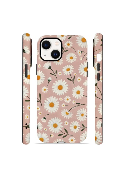 Apple iPhone Uyumlu 15 Vorian Çift Katmanlı Magsafe Kılıf Daisy Mocha Garden