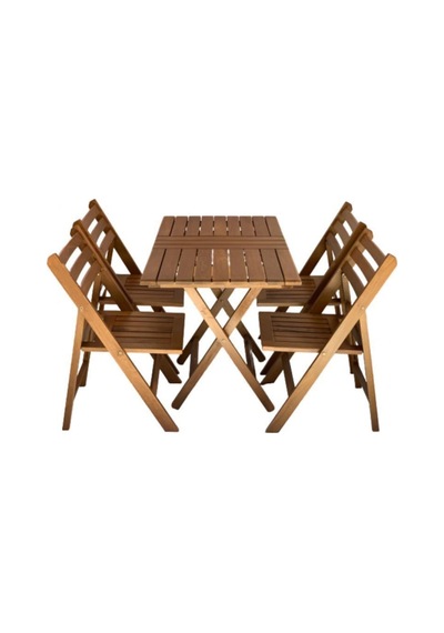 Albatros Katlanır Ahşap Bahçe Balkon Seti: 80x120 Masa+4 Sandalye Kahverengi Albatros Katlanır Ahşap Bahçe Balkon Seti: 80x120 Masa+4 Sandalye Kahverengi