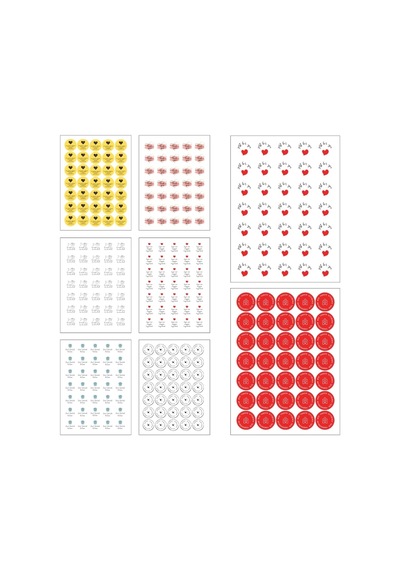 Paketlemeye Özel 8 Çeşit Sticker Seti, 560 Adet 16 Sayfa Diğer