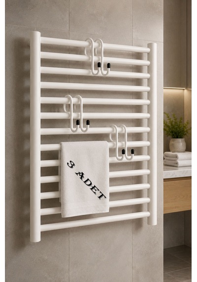 Teknor 3'lü Set Havlupan Askısı Pratik Havlu Askısı Beyaz 10x5 Cm
