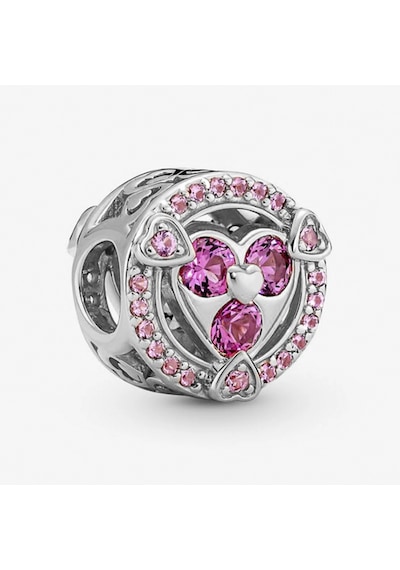 Nur Silver Aşkınızı Ortaya Çıkarın Parıldayan Kalpler Düğme Gümüş Charm - NUR-CM00298