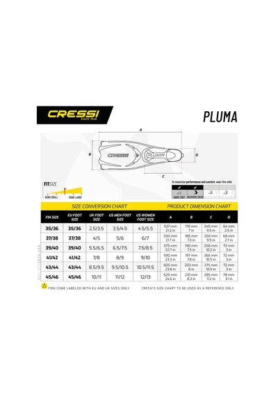 Cressi Pluma Şeffaf-sarı Dalış Paleti No:45-46