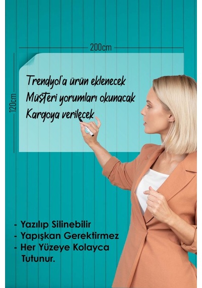 2 Adet Şeffaf Akıllı Kağıt Tahta 120X200 Cm Şeffaf Yazı Tahtası K