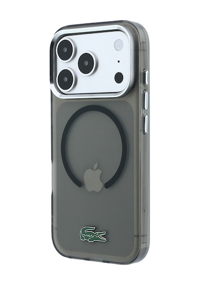 Apple Uyumlu iPhone 18 Pro Max Kılıf Lacoste Lisanslı M-safe Uyumlu Lake Timsah Logolu Iml Frosted Kapak Siyah