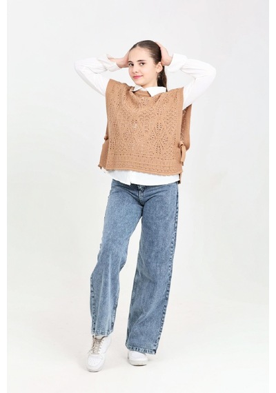 Modanino Kız Çocuk 3'lü Jean Takım Pantolon+gömlek+triko Yelek 5-15 Yaş 12545 Kahverengi Modanino Kız Çocuk 3'lü Jean Takım Pantolon+gömlek+triko Yelek 5-15 Yaş 12545 Kahverengi