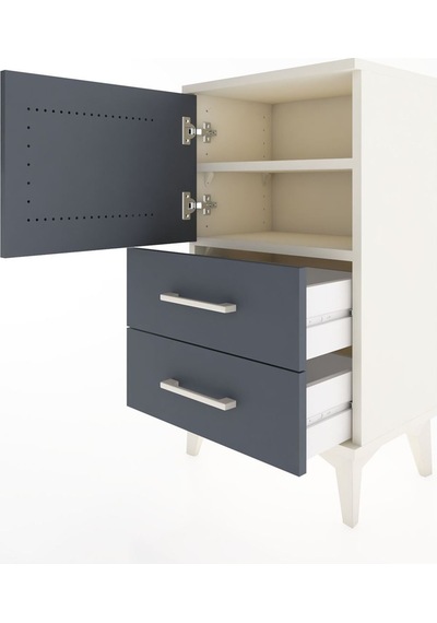 Arges Komodin 2 Raflı 2 Çekmeceli Tek Kapaklı 44x30x80 Aytaşı... Aytaşı
