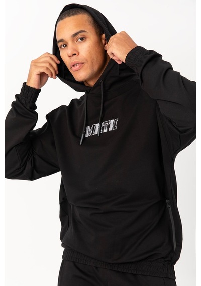 Maraton Sportswear Oversize Erkek Kapşonlu Düşük Kol Basic Siyah Sweatshirt 22465-siyah Siyah