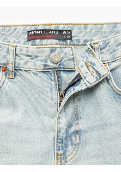 Koton Normal Bel Pamuklu Vintage Straight Fit Jean Pantolon Açık İndigo 5sam40177nd Açık İndigo Koton Normal Bel Pamuklu Vintage Straight Fit Jean Pantolon Açık İndigo 5sam40177nd Açık İndigo