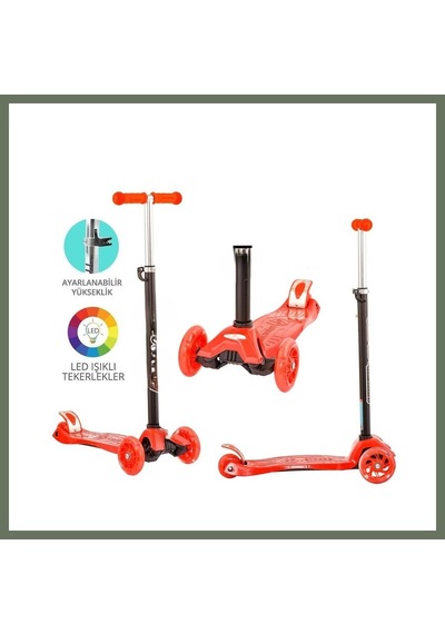 Bezos Kırmızı Twist Işıklı Scooter Kırmızı Bezos1