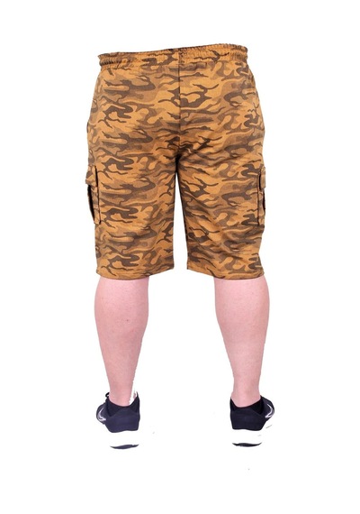 Moc Grande Mocgrande Büyük Beden Pastel Camouflage Likralı Erkek Penye Şort 23609 Hardal
