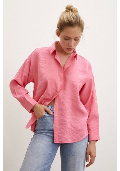 Never More Basic Modal Gömlek Pembe Pembe