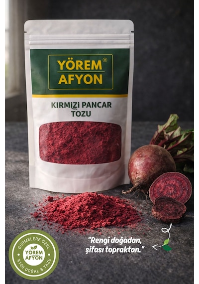 Yörem Afyon Doğal Renklendirici Ve Enerji Kaynağı Saf Nitratt Kırmızı Pancar Tozu Beta Vulgaris 120gr.