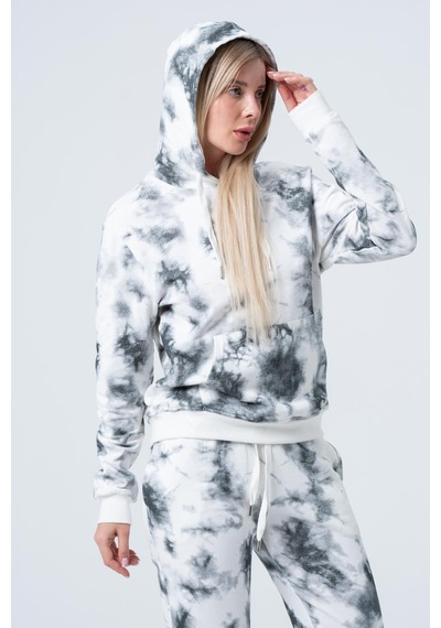 Kadın Batik Kapüşonlu Sweatshirt Gri