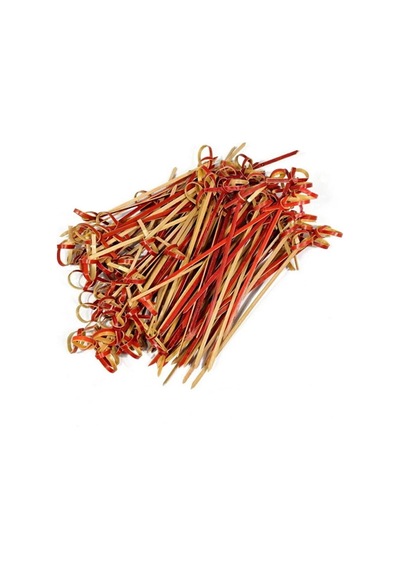 Bambu Kırmızı Düğümlü Kürdan 9 Cm 100 Lü