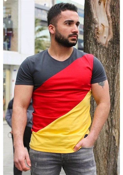 Madmext Renk Bloklu Füme Tişört 3018