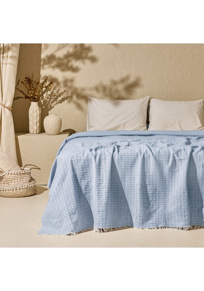 Soft Milva Çift Kişilik Çok Amaçlı Örtü - Mavi - 200x230 Cm Renkli
