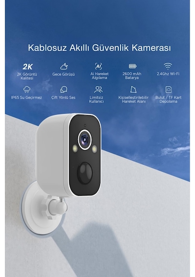 Kablosuz Güvenlik Kamerası 1080p Full Hd Wifi, Gece Görüş, İki Yönlü Ses, Ip65