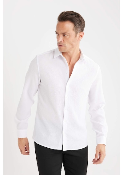 DeFacto Modern Fit Polo Yaka Dokulu Esnek Kumaş Uzun Kollu Gömlek D7246AX25SPWT34 DeFacto Modern Fit Polo Yaka Dokulu Esnek Kumaş Uzun Kollu Gömlek D7246AX25SPWT34