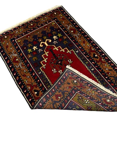 El Dokuması Sıfır Küçük Yahyalı Halısı Seccade 75x110 Kök Boya %100 Yün Namazlık Kırmızı