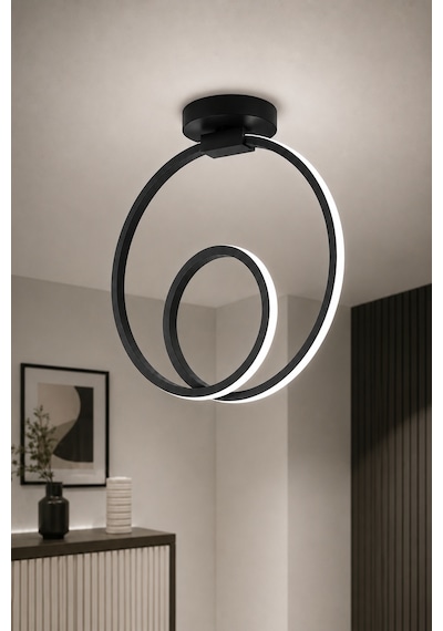 Ovira Led Plafonyer Avize Beyaz Işık Siyah