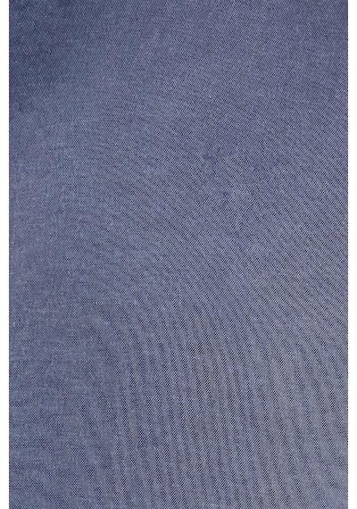 Tudors Erkek Slim Fit Dar Kesim Uzun Kollu Pamuklu Oxford Doku Lacivert Düğmeli Yaka Gömlek-15029 Lacivert