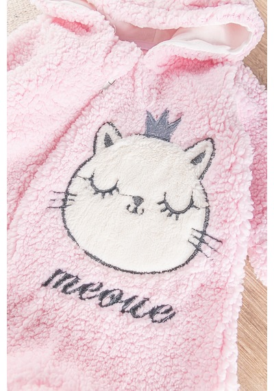 Babymod Kedi Figürlü Peluş Welsoft Kız/erkek Bebek Tulum Pembe
