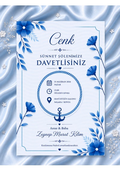 1000 Adet Ekonomik Sünnet Davetiyesi Ve Zarf 0024