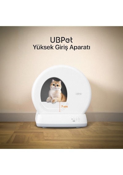 Ubpet C10 Pro Kameralı Otomatik Akıllı Kedi Tuvaleti İçin Aparat/buffle, Kum Sıçratma Önleyici, Beyaz