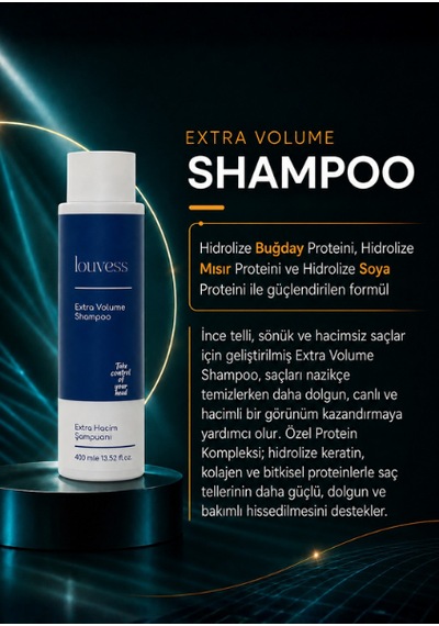 Ekstra Hacim Şampuanı Hidrolize Buğday Proteini - Hidrolize Mısır Proteini - Hidrolize Soya Proteini - 400 Ml Hacimsiz - İnce Telli