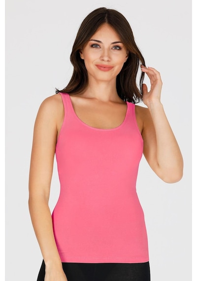Sensu Kadın Pamuklu Likralı Kalın Askılı Atlet Koyu Pembe Koyu Pembe