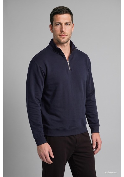Defacto Regular Fit Dik Yaka Yarım Fermuarlı Basic Sweatshirt X7405az26aunv146 Lacivert-nv146