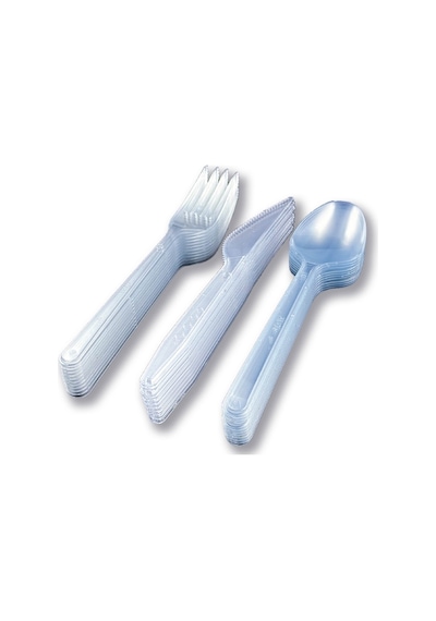Sert Kalın Plastik Çatal - Bıçak - Kaşık - 1. Kalite Lüks Şeffaf Çatal-kaşık- Bıçak 3 Lü Set 1000 Adet Şeffaf Beyaz