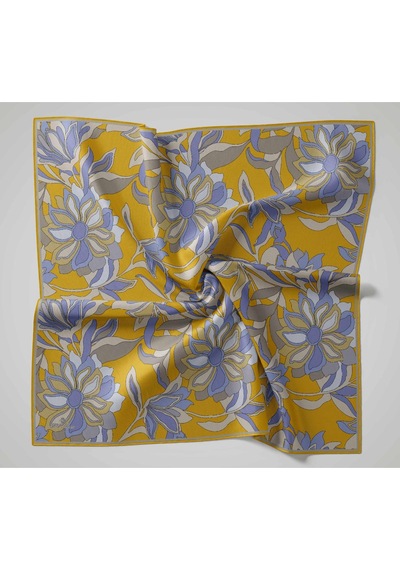 Silk Home Olinda İpek Eşarp 47003-21 Yanık Sarı, Mavi Lila, Zeytuni
