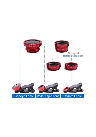 Balık Gözü Lens Fisheye Wide Makro Geniş Açılı Yakın Açılı Telefon Lensi Her Telefona Uyumlu Siyah