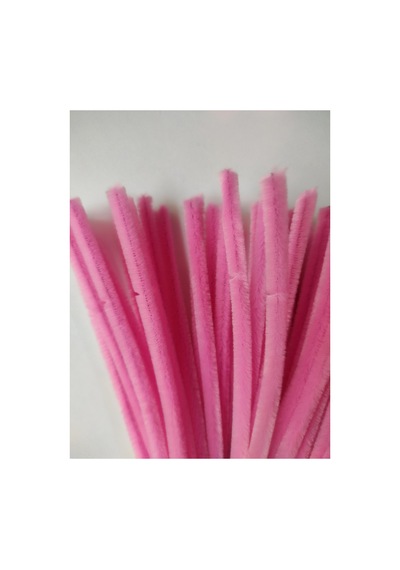 100 Adet Şeker Pembe Şönil, Çiçek Yapımına Uygun Tüylü Tel, 30 Cm 6mm