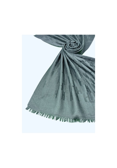 Mim Eşarp Işıl İpek - H Desen Kaşmir İpek Şal 75x190 Cm Koyu Gri