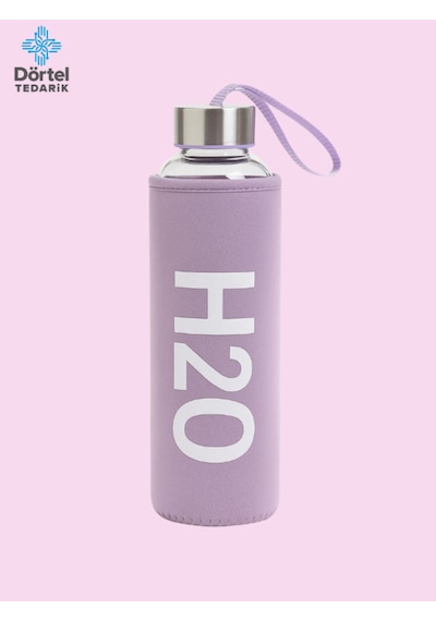 H2o Kılıflı Cam Matara 600 Ml Mor