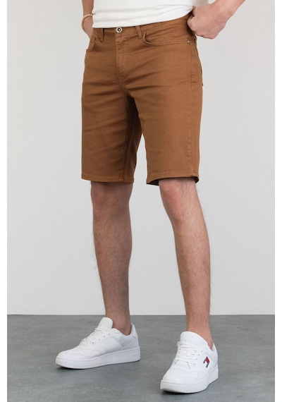 HLT Jeans Erkek Kiremit Slim Kesim Comfort Likralı Denim Esnek Jeans Kot Şort Thomas-Kiremit 001