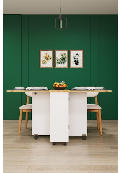 Asra Trend KM-13 %100 MDF 155x70 cm Katlanır Akıllı Mutfak Masası Tekerlekli Servis Masası Beyaz Safir Meşe Asra Trend KM-13 %100 MDF 155x70 cm Katlanır Akıllı Mutfak Masası Tekerlekli Servis Masası Beyaz Safir Meşe